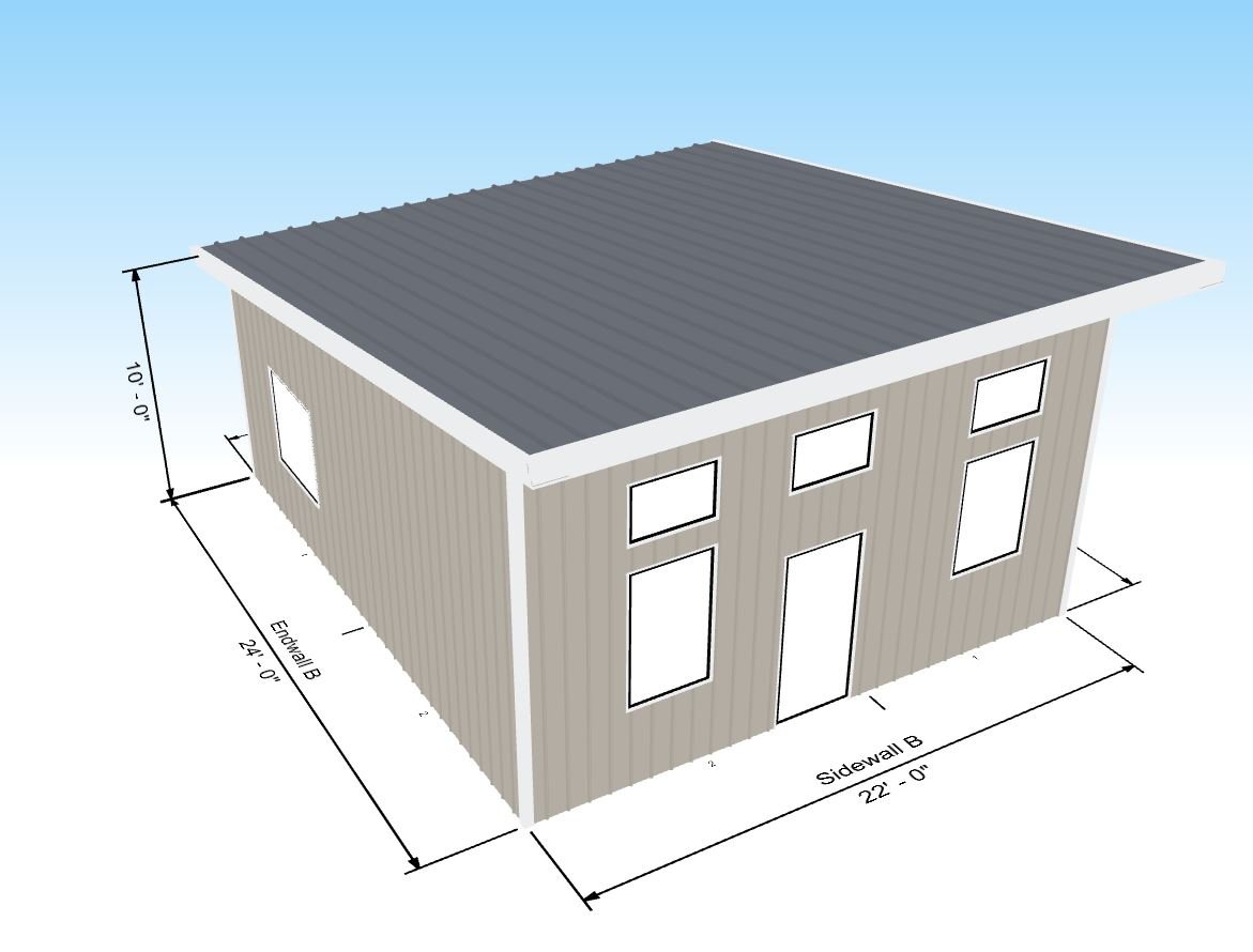 Liento SINGLE SLOPE ROOF ADU - Factory 2U Steel Buildings