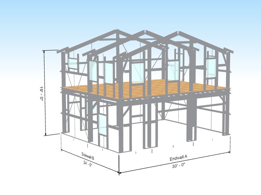 Liento 30 X 24 GABLE ROOF GARAGE ADU KIT - Factory 2U Steel Buildings