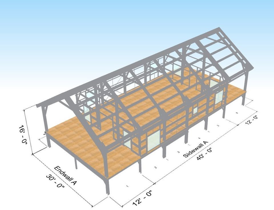 Liento 30 x 40 HURRICANE RATED GABLE ROOF PIER BARNDOMINIUM KIT - Factory 2U ...
